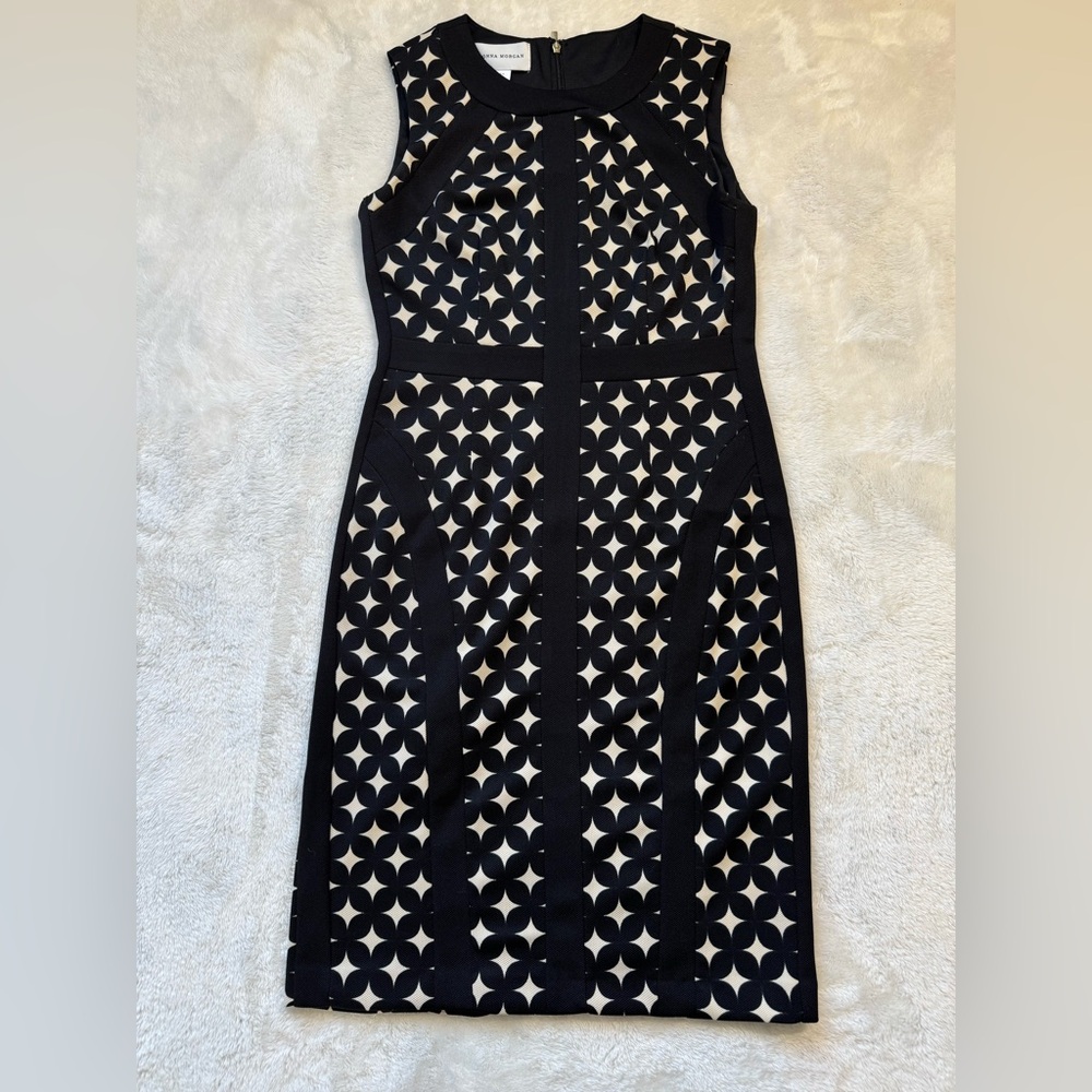 DONNA MORGAN Black Cream Print Dress 4